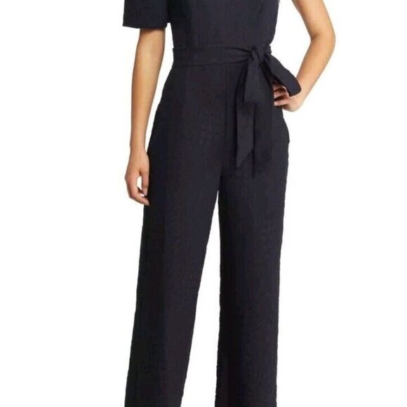 Lilly Pulitzer Brialyn One-Shoulder Jumpsuit 14 Onyx Black Jacquard $248 EUC‎ - Picture 10 of 16